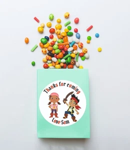 Pegatinas de cumpleaños pirata personalizadas, etiquetas, cono dulce, bolsa de fiesta, gracias - Imagen 1 de 2