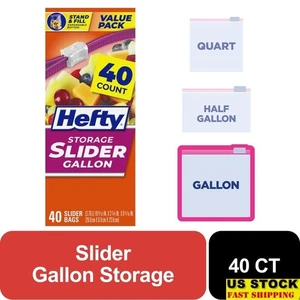 Gallon Size Slider Storage Bags 40 Count BPA Free MaxLock Seal Expandable Bottom - Picture 1 of 9