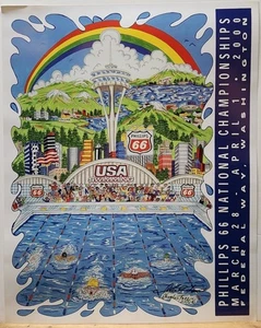 Charles Fazzino Poster 2000 USA Swimming Phillips66 National Championship SIGNED - Picture 1 of 6