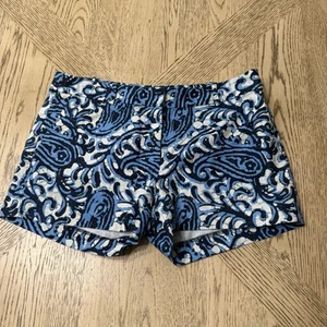 Michael Kors Size 2 Blue Paisley Mid Rise Chino Shorts - Picture 1 of 8