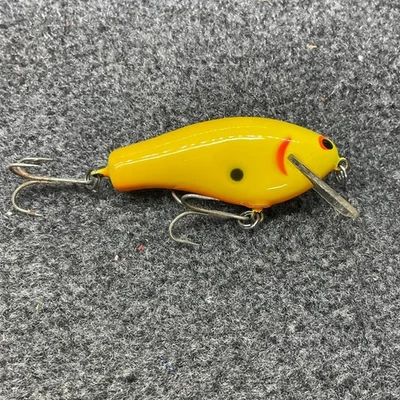 Bagley's B Flat II All Brass Vintage Crankbait - BF2-3 Yellow 3 (Rare Color) - Image 1 of 4