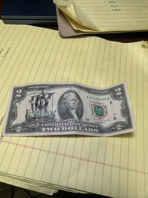 2 Dollar Bill With Viking Stamp - Image 1 of 2