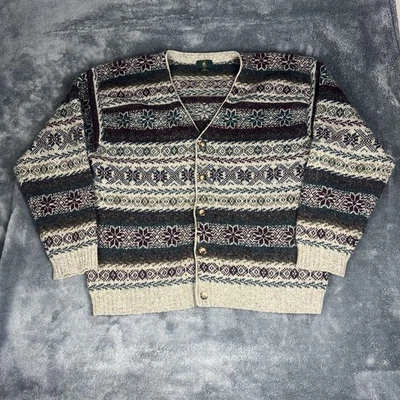 Cárdigan De Colección Fair Isle Mezcla de Lana Nórdica Abotonada Colorido Para Hombres XL Club Room Foto 1 de 4