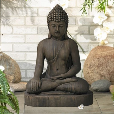 Asian Zen Buddha Outdoor Statue 29 1/2" Sitting for Yard Garden Patio Deck Home - Image 1 of 4