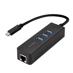 LogiLink USB 3.0 (Typ-C) zu Gigabit Netzwerk Adapter (RJ45) und 3x USB 3.0 (Typ- - Photo 1/6