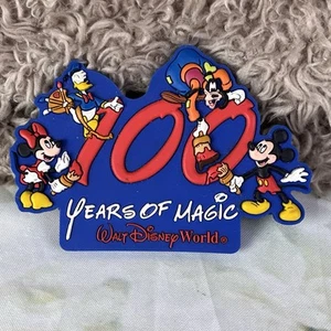 Walt Disney World Rubber Magnet 100 Years Of Magic Mickey Minnie Donald Goofy - Picture 1 of 6