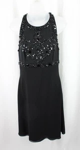 Emilio Pucci Black 100% Silk Beaded Accent Snap Close Knee Length Dress Size 2 - Picture 1 of 4