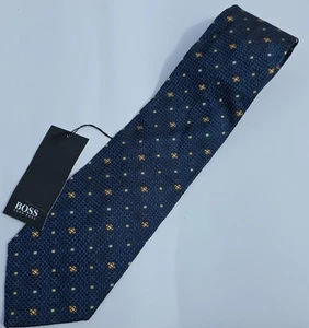 Hugo Boss Krawatte Herren Blau Geometrisch Seide Gewebt Klassisch Hergestellt in Italien Neu mit Etikett - Bild 1 von 5