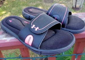 Under Armour Sandals Womens SZ 7 Ignite Slides Black Pink Comfort - Picture 1 of 6