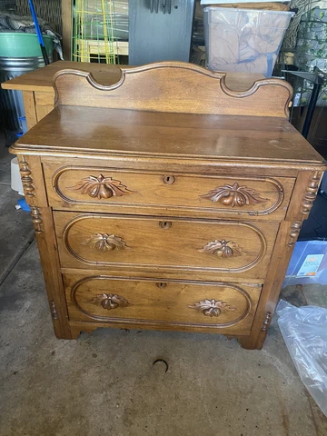 Antique Late 1800's Victorian Walnut Victorian Ladies Dresser Cover