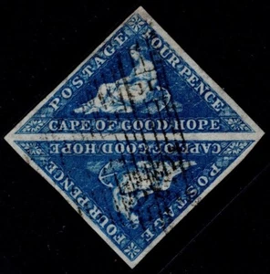 1853 Cape of Good Hope 4d Blue Slightly Blued PAIR VFU SG 4a Cat. £450.00 - Picture 1 of 1