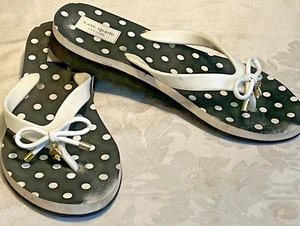 Kate Spade Black & White Polka Dot Sandals Flip Flops Women’s Size 8 - Picture 1 of 6