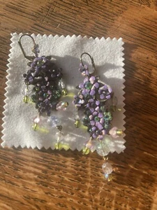 Michal Negrin Earrings Oversize Long pale purple Large Floral Crystals 3" - Picture 1 of 6