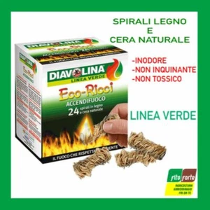 DIAVOLINA ACCENDIFUOCO ECO RICCI 24PZ SPIRALI IN LEGNO E CERA LINEA VERDE - Foto 1 di 1