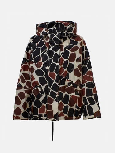 NUOVA giacca fresia Moncler donna allover stampa giraffa taglia 2