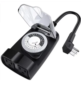 G-Homa 24 Hour Mechanical Outdoor Timer Outlet, for Black /Low Tech Less Problem - Picture 1 of 2