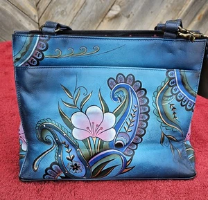 Anuschka Hand painted Denim Paisley Floral Hand Bag Shoulder Bag - Picture 1 of 20