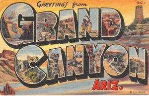 Postal vintage de lino del Gran Cañón de Arizona de los años 40 - Imagen 1 de 2