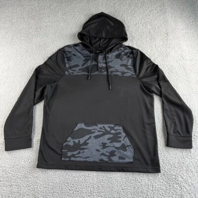 NUEVO Tony Hawk Suéter Para Hombres 2XL Negro Gris Sudadera con Capucha Sudadera Camuflada Henley Exterior Foto 1 de 4