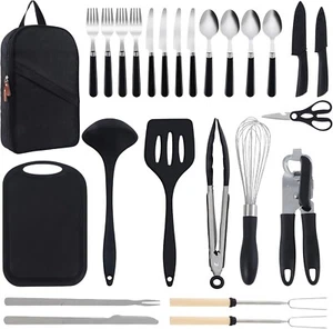 Camping Essentials Cooking Utensils Set, 26Pcs Outdoor Camp Kitchen Cookware - Picture 1 of 7