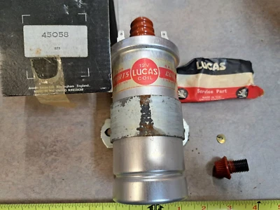 NOS Lucas 45058 12 Volt Sports Ignition Coil Date Code 1973 Healey MG Jaguar - Image 1 of 4
