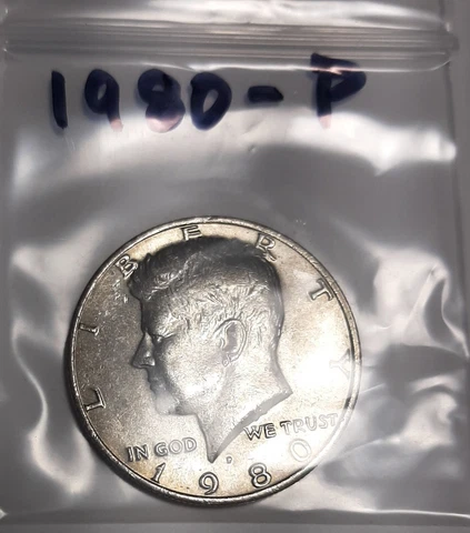 1980-P Kennedy Half Dollar, Circulated but NICE ! Cover