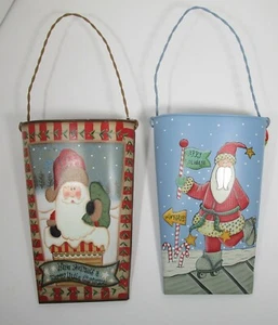 Weihnachtsmann Metall Wandtaschen handbemalt Stil Weihnachtsdeko 2er Set - Bild 1 von 6