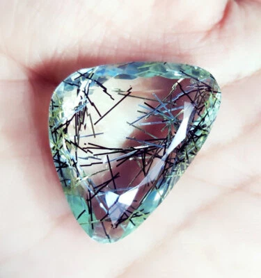 Loose Gemstone 46.30 Ct Rutilated Quartz Certified Transparent Fancy Shape Gem - Image 1 of 4