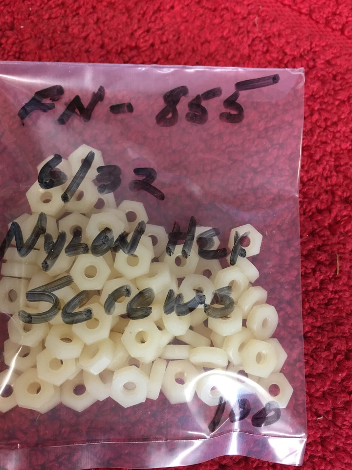 FN-855 6/32 NYLON HEX NUTS GC ELECTRONICS 100 PCS NOS