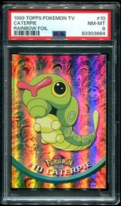 PSA 8 Caterpie Rainbow Foil Topps Pokemon TV 1999 Pokemon Card #10