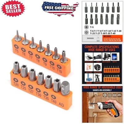 Complete 14-Piece S2 Steel Security Star Bit Set | T5 - T40 with Storage Sleeve - Image 1 of 4