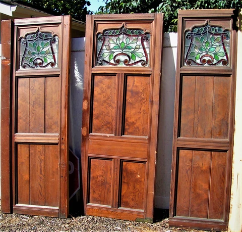 AAA  elegant antique 1800's  3  Stain Glass PANEL DOORS H 10.2 W 7.5  Make Offer Cover