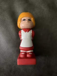 Vintage Blonde Girl Red Dress Apron Rubber Toy Figure Taiwan - Picture 1 of 3