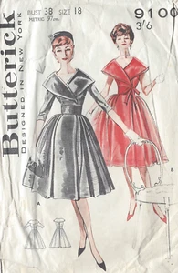 1950s Vintage Sewing Pattern B38 DRESS (1020) Butterick 9100 - Picture 1 of 8