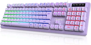 K10 Wired Gaming Keyboard, RGB Backlit, Spill-Resistant Design, Multimedia Keys, - Picture 1 of 9