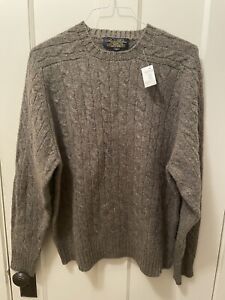 Brooks Brothers Men’s Sweater Size XL Cable Knit Green Brown Wool New W Tags
