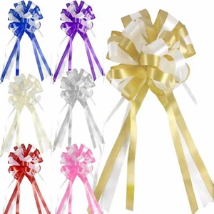 XL 80mm Jumbo Pompom Bows - Two Toned Premium Wedding Pullbows - Picture 1 of 8