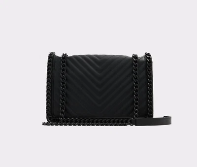 NEW ALDO Black “Greenwald” Crossbody Shoulder Purse  Bag Quilted Chain Strap - Image 1 of 4