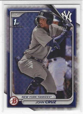 2024 John Cruz Bowman Paper Prospect 1st Bowman New York Yankees #BP-77 - Image 1 of 2