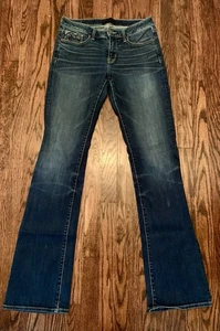 Pantalones de mezclilla negros con hebilla para mujer ajustados No. 53 bigotes de lavado oscuro Bootcut a medida 29 x 36 - Imagen 1 de 13