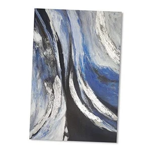 Blue Abstract Canvas Wall Art: Sea Wave Hand Painted Textured Paintings - Picture 1 of 7