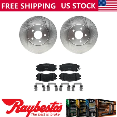 Kit de rotores de freno delanteros + pastillas de cerámica y herrajes para Dodge Stratus 2001-2005 Foto 1 de 4