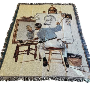 Norman Rockwell Wandteppich Decke gewebt Überwurf 1986 Northwest Co 60x48 USA NEU Vintage - Bild 1 von 11