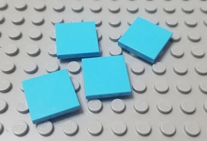 LEGO Lot of 4 Medium Azure 2x2 Smooth Tile Pieces - Picture 1 of 1
