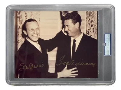 Ted Williams Stan Musial Signed Slabbed 8x10 Photo PSA NM-MT 8 - Image 1 of 2