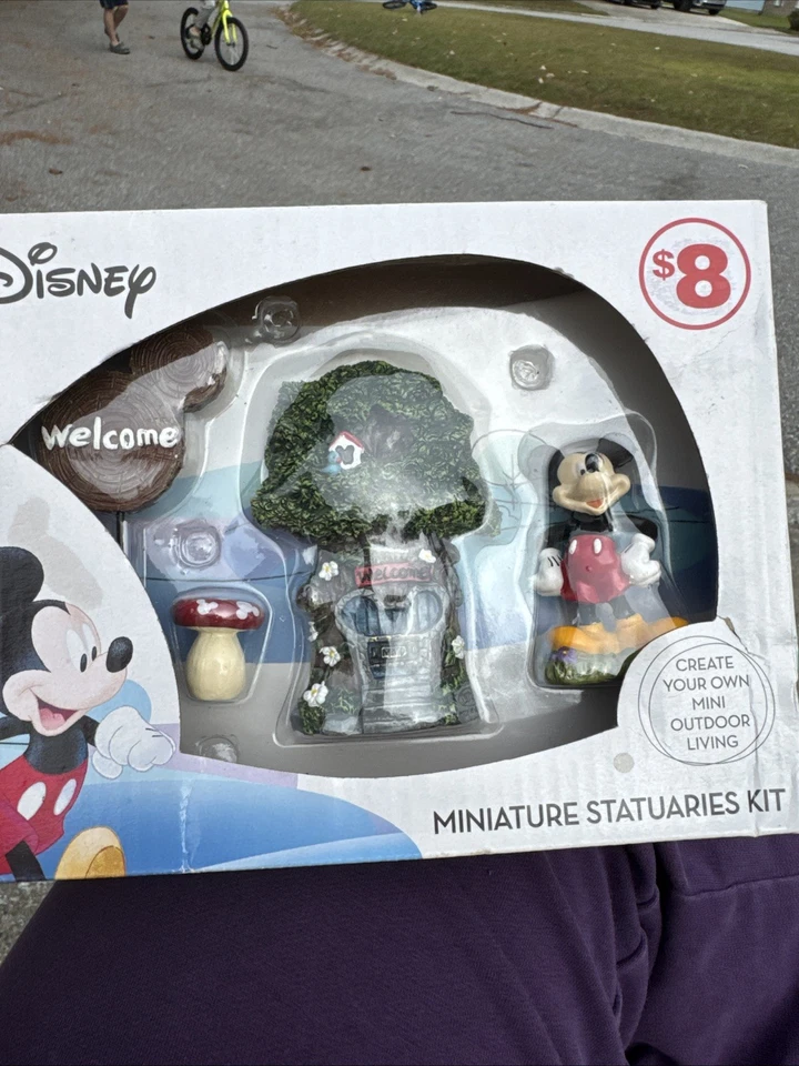 Disney Mickey Mouse 4 Piece Miniature Fairy Garden Tree House Statuary Set