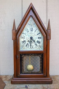 Antique New England Clock Co 212C 8 Day Steeple Mantle Clock - Picture 1 of 20