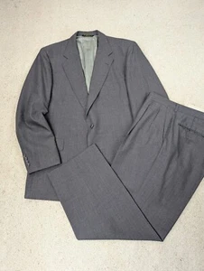 Suit Mens 44L 36x30 Gray Pinstripe Wool 2 Piece Jacket Pants Vintage Made in USA - Picture 1 of 21