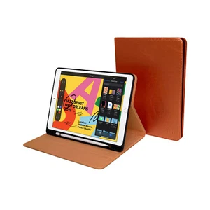 Funda de cuero de vaca genuino marrón para iPad Mini 5 - con soporte para lápices - dormir/despertar - Imagen 1 de 9