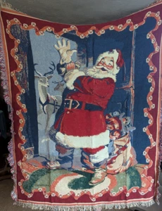 Nuevo Goodwin Weavers Sello Santa Tapiz Manta 48 x 60" Navidad - Imagen 1 de 10